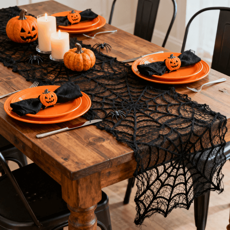 Faux Spider Web Table Runner